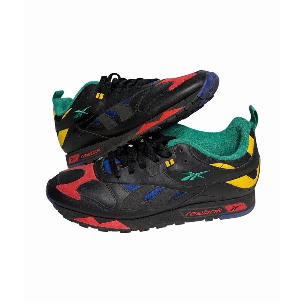 Reebok Classic Leather ATI 90s Shoes Mens 10.5 Black Multicolor Retro Sneakers